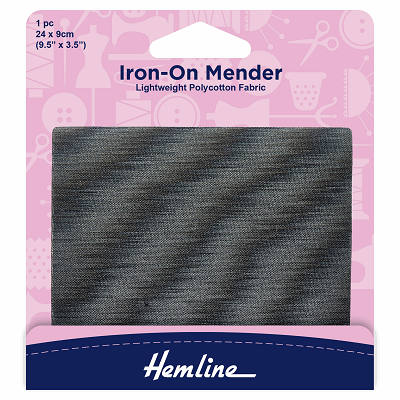 H691.DG Polycotton Iron On Patch: Dark Grey - 24 x 9cm..